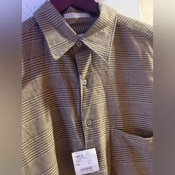 PLAID SHIRT NWT Plaid Button Down Men Flannel Shirt Perry Ellis